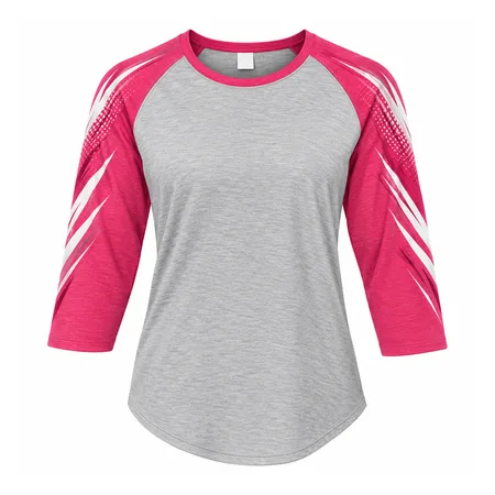 Grey and pink raglan baseball practice shirt
