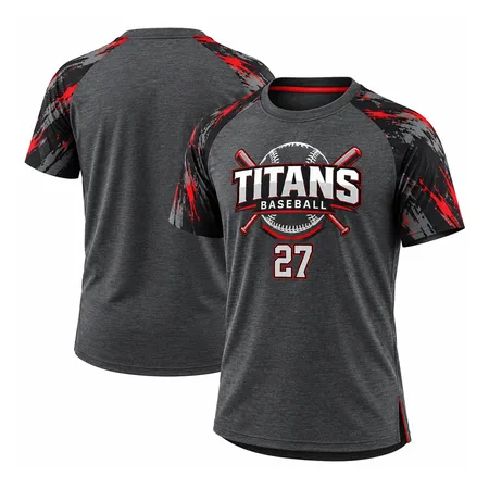 Charcoal Titans baseball practice t-shirts with red shoulder print