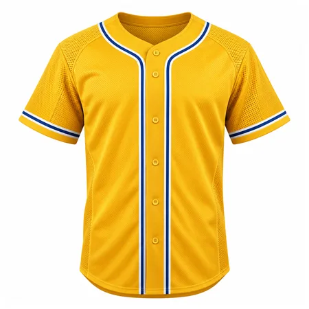 Gold blank baseball jersey with navy and white piping