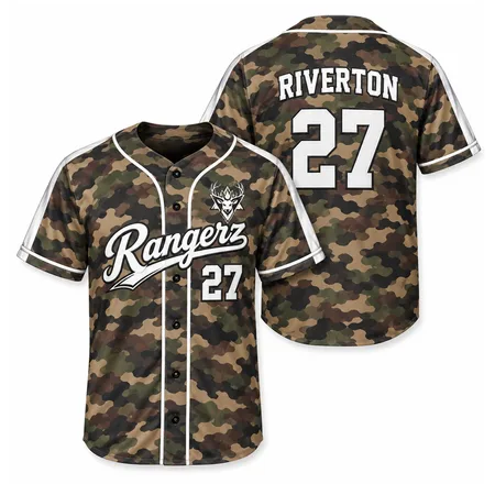 Brown camo Rangerz baseball jerseys with number 27
