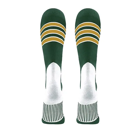 Navy knee-high team baseball socks with white hoops