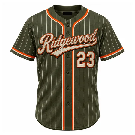 Olive pinstripe Ridgewood embroidered baseball jersey with number 23