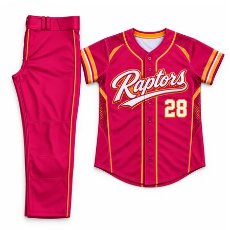 Pink Raptors little league jersey with matching pants