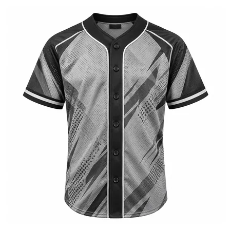 Grey and black patterned mesh baseball jersey