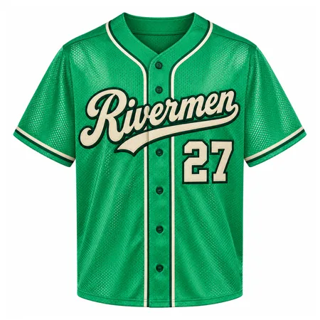 Green Rivermen mesh baseball jersey with number 27
