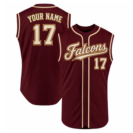 Maroon Falcons sleeveless baseball jerseys with number 17