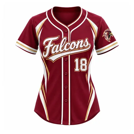 Maroon Falcons women's baseball jersey with number 18
